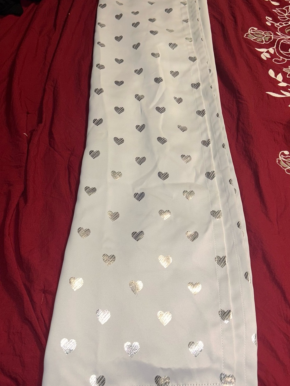 Gray with silver heart curtains